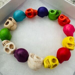 Colorful Skull Bead Bracelet